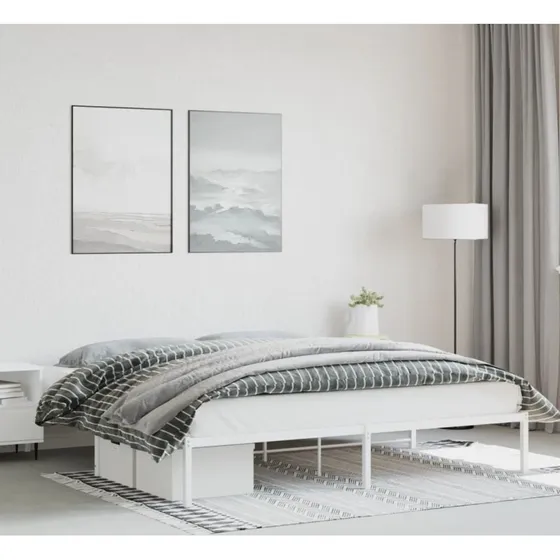 Sengeramme i metal 193x203 cm – Hvid