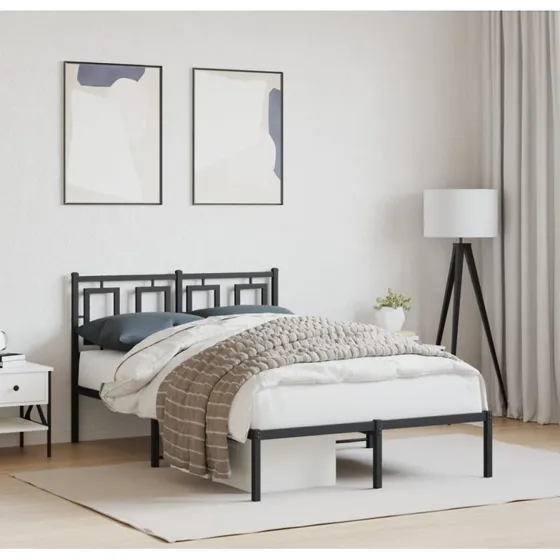 Sengeramme med sengegavl 120x190 cm - Sort metal