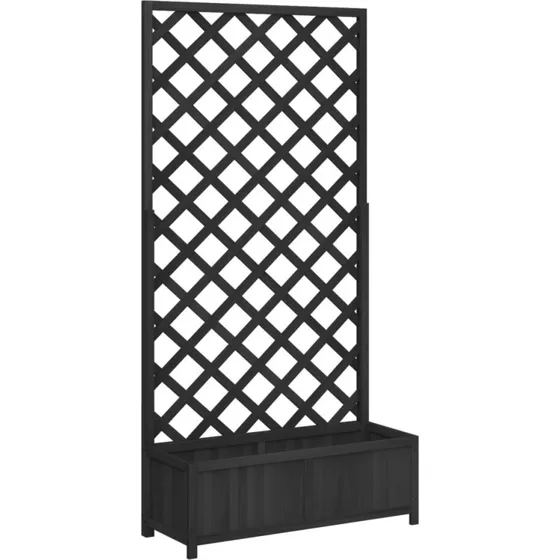 Plantekasse med espalier i massivt grantræ, sort