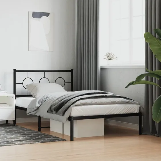 Sengeramme med sengegavl 107x203 cm - Metal sort