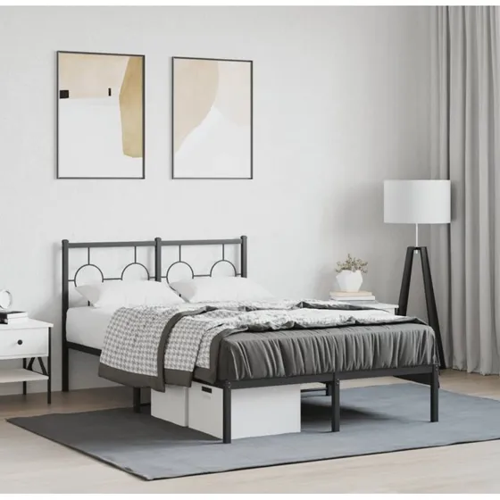 Sengeramme med sengegavl 120x190 cm - sort metal