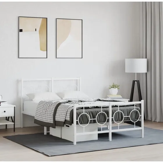 Sengeramme i hvidt metal med sengegavl 120x200 cm