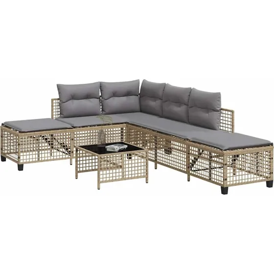Hjørnesofasæt til haven 3 dele i beige polyrattan