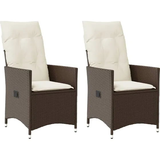 Havestole 2 stk. i polyrattan med justerbart ryglæn og hynder