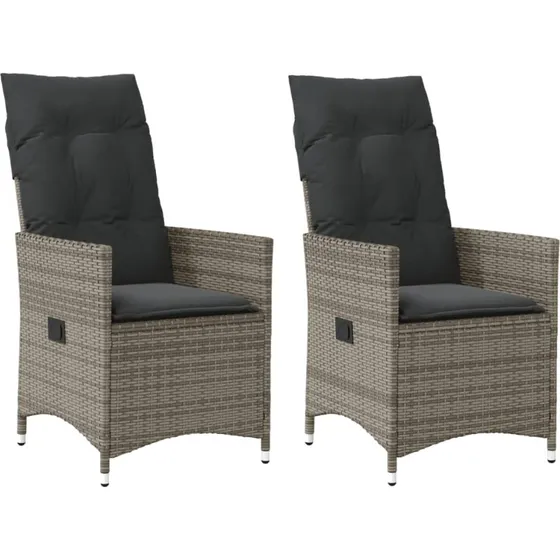 Havelænestole 2 stk. i grå polyrattan med hynder