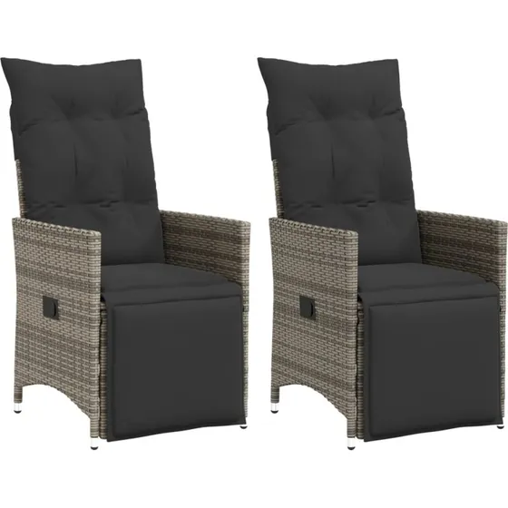 Havelænestole 2 stk. med hynder – Polyrattan grå