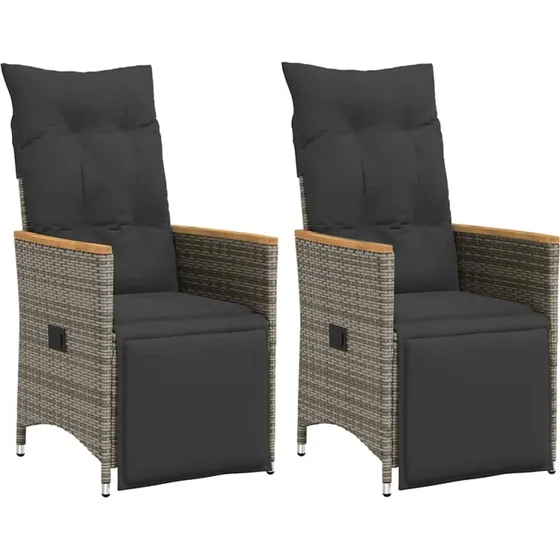 Havelænestole 2 stk. i grå polyrattan med hynder