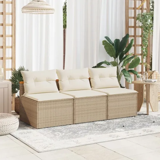 Sofamoduler til haven 2 stk. i polyrattan - beige