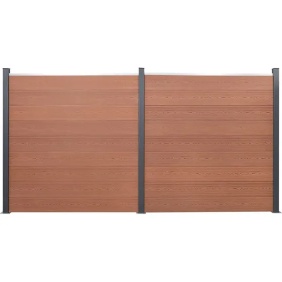 WPC hegnspanelsæt 353x186 cm - brun (dobbeltsidet)