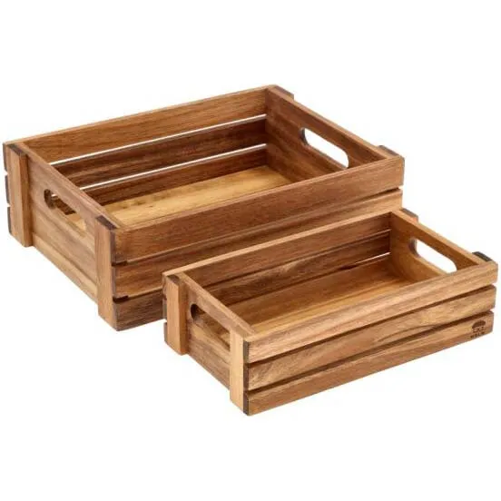 Holm Kassesæt 2 stk i akacietræ (32x23x10 & 26x14x7 cm)