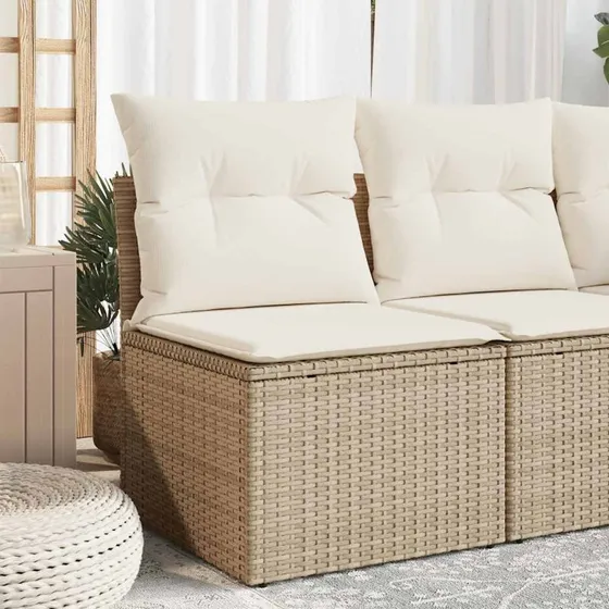 Sofamodul i polyrattan med hynde – beige