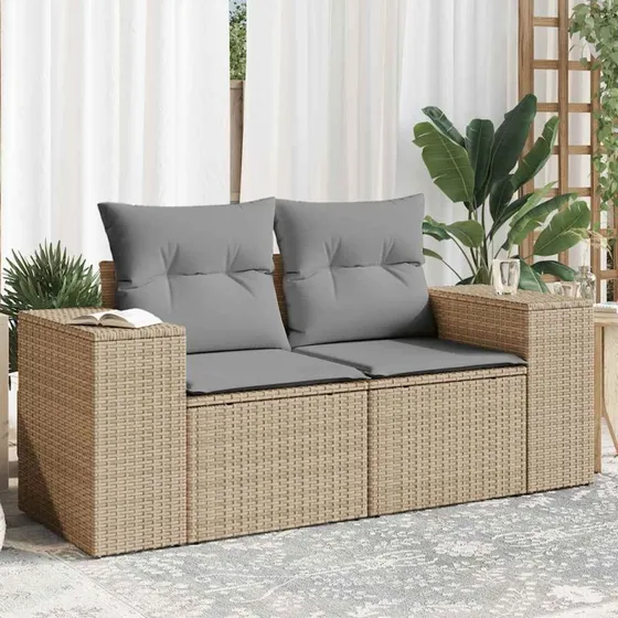 2-personers havesofa i polyrattan med hynder og opbevaring