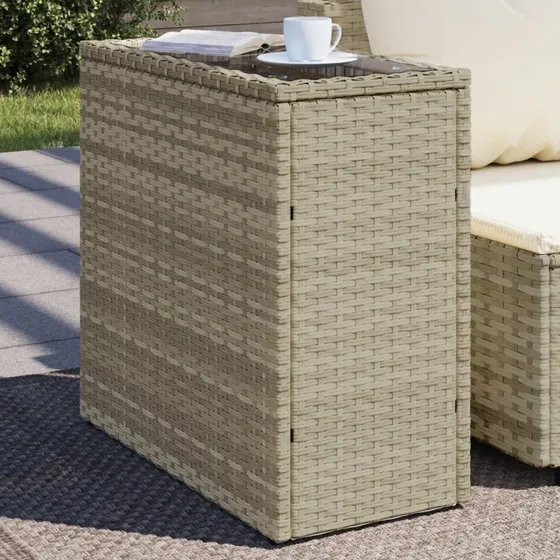 Havesidebord 58x27,5x55 cm polyrattan lysegrå