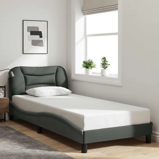Hvar sengeramme 80x200 cm – mørkegrå stof, uden madras
