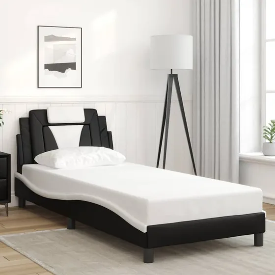Sengeramme Viana 80x200 kunstlæder sort/hvid