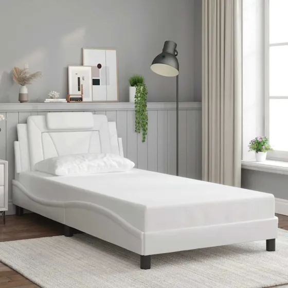 Sengeramme Viana 100x200 cm – hvid kunstlæder