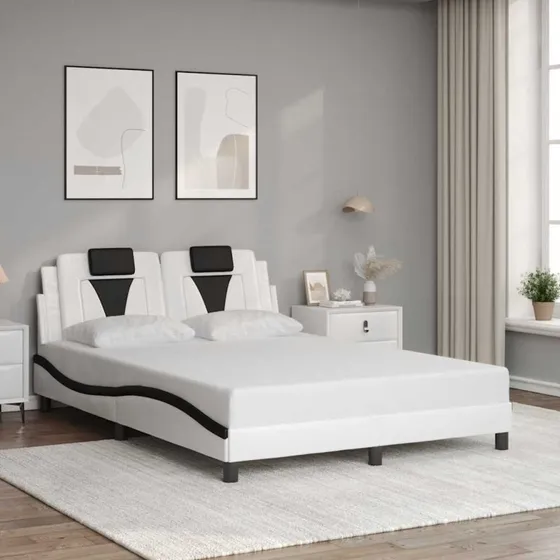 Viana sengeramme 140x190 cm i hvidt/sort kunstlæder