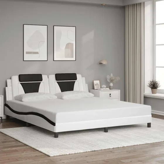 Viana sengeramme 180x200 cm – kunstlæder hvid/sort