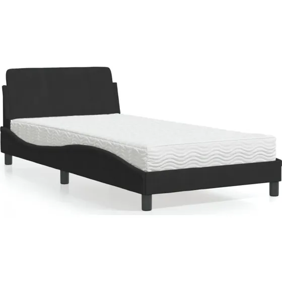Dover seng med madras 100x200 cm - sort velour