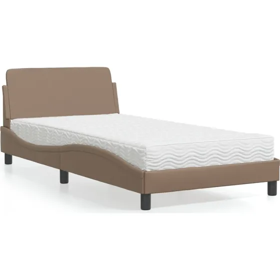 Seng med madras Dover 100x200 cm i kunstlæder cappuccino