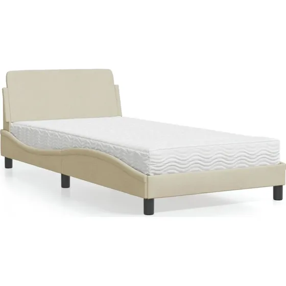 Dover seng med madras 100x200 cm - creme stof
