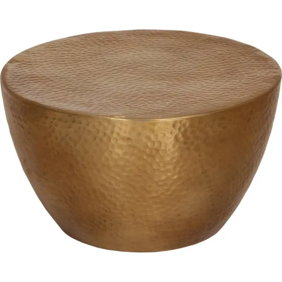 Sofabord 50x30 cm hamret aluminium - messing