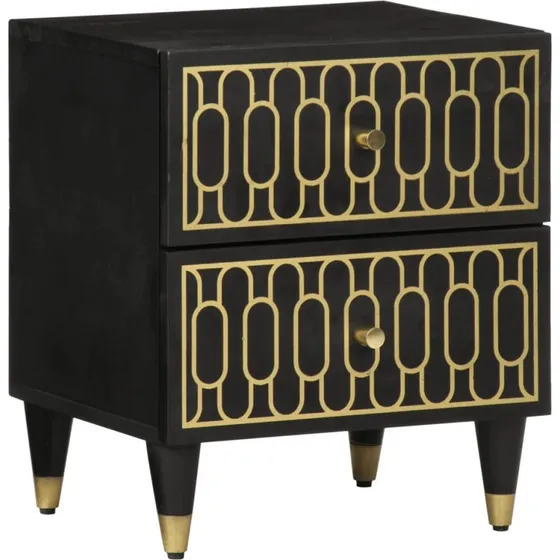 Sengebord i massivt mangotræ 40x33x46 cm – 2 skuffer