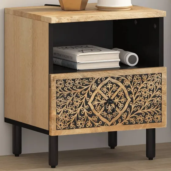 Sengebord i massivt mangotræ 40x33x46 cm