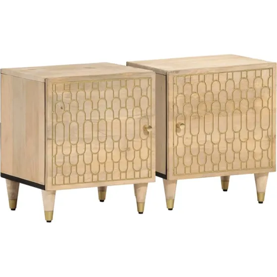 Sengeborde 2 stk. i massivt mangotræ 40x33x46 cm