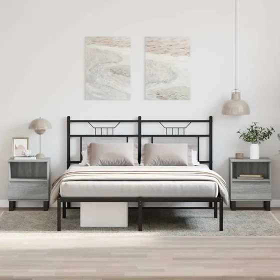 Sengeborde 2 stk. 40x35x50 cm – Grå Sonoma-eg