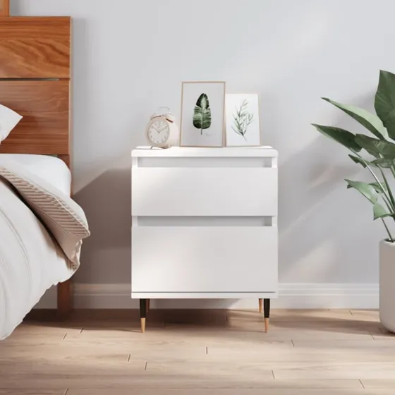 Hvidt sengebord 40x35x50 cm i konstrueret træ