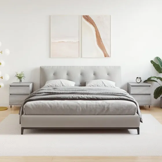 Sengeborde 2 stk. 40x35x50 cm i grå Sonoma-eg