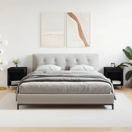 Sengeborde 2 stk. 40x35x50 cm – Sort konstrueret træ