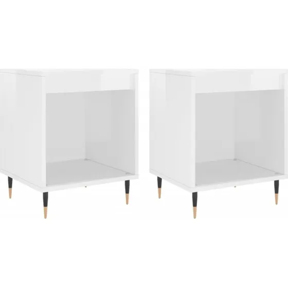 Sengeskabe 2 stk. 40x35x50 cm - hvid højglans