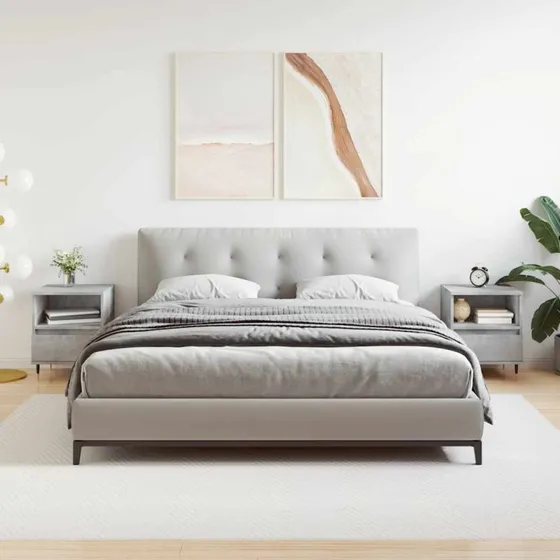 Sengeborde 2 stk. 40x35x50 cm konstrueret træ, betongrå