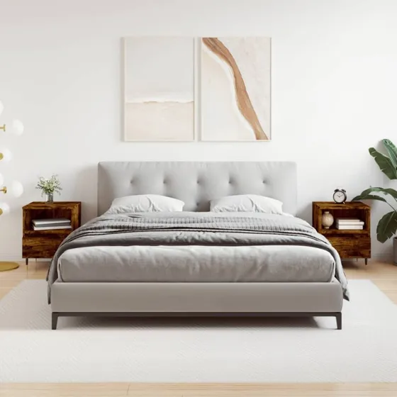 Sengeborde 2 stk. 40x35x50 cm – røget egetræ