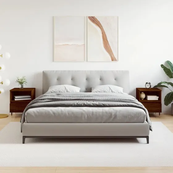 Sengeborde 2 stk. - 40x35x50 cm, brun egetræslook