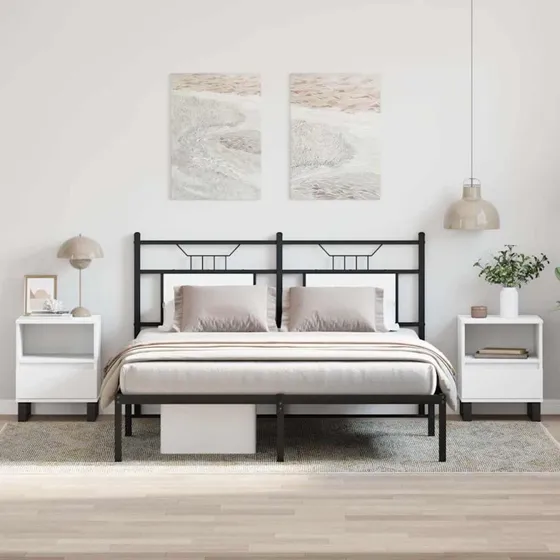 Sengeborde 2 stk. 40x35x50 cm hvidt konstrueret træ