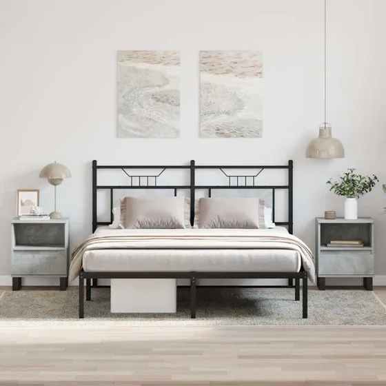 Sengeborde 2 stk. 40x35x50 cm i konstrueret træ, betongrå