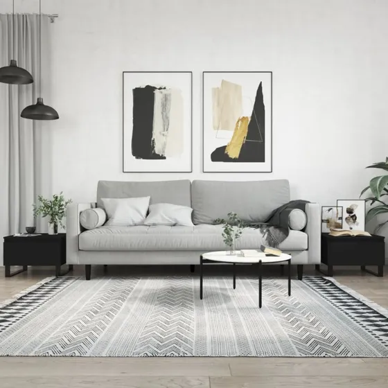 Sofaborde 2 stk. 50x46x35 cm - Sort konstrueret træ