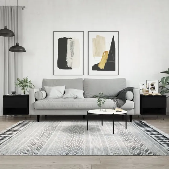 Sofaborde 2 stk. 50x46x50 cm – Sort, konstrueret træ