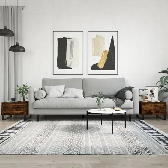Sofaborde 2 stk. 50x46x35 cm - røget egetræ