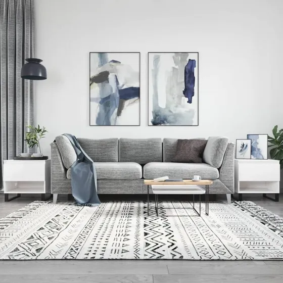 Sofaborde 2 stk. 50x46x50 cm hvid højglans (konstrueret træ)