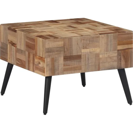 Sofabord 55x55x40 cm i massivt genbrugsteak (grå)