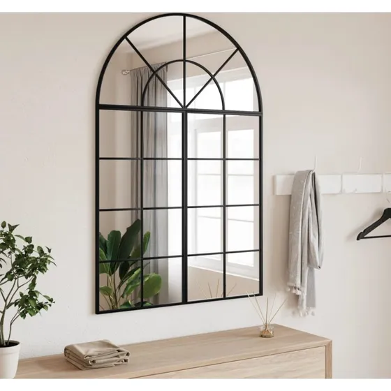 Vægspejl 80x120 cm buet sort jernramme