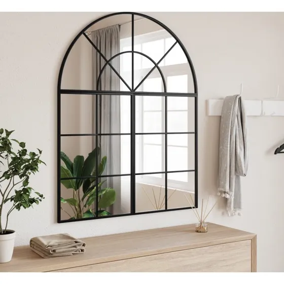 Vægspejl 80x100 cm buet sort jernramme