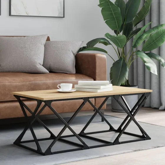 Sofabord 100x49x40 cm - Sonoma-eg, konstrueret træ & metal