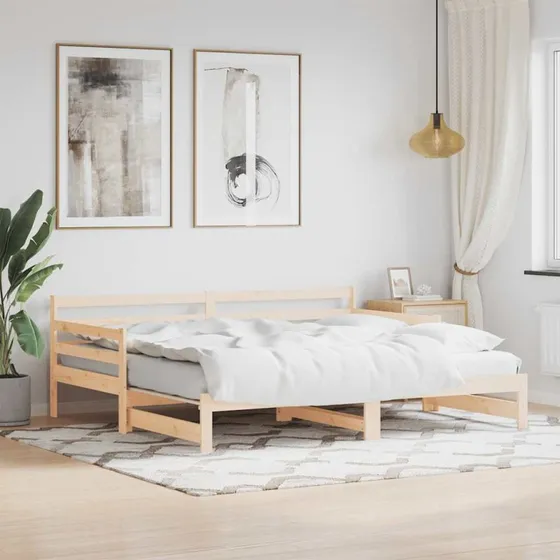 Daybed med udtræk 80x200 cm i massivt fyrretræ
