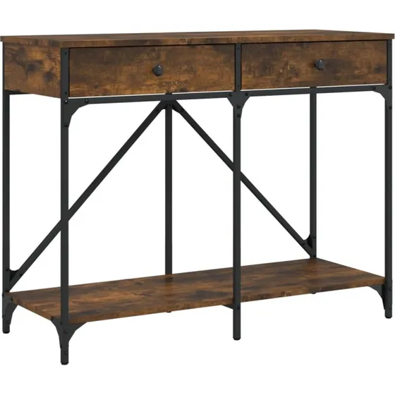 Konsolbord 100x39x78,5 cm i røget egetræ & stål