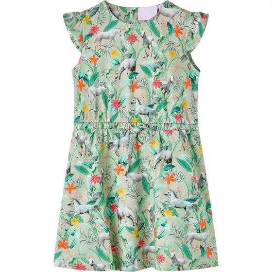 Brnekjole str. 128 kakifarvet med elastik